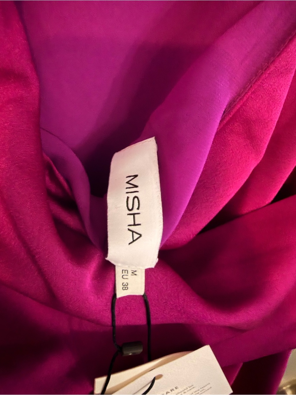 NWT MISHA Robbia Fuchsia Draped High Neck Midi Dress Size M - Picture 4 of 6